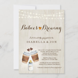 Convite Bebês Criando Café Tea Twins Chá de fraldas Casal