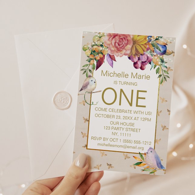 Convite Bebês Dourados Bumble Bebês Primeiro Aniversário (Criador carregado)