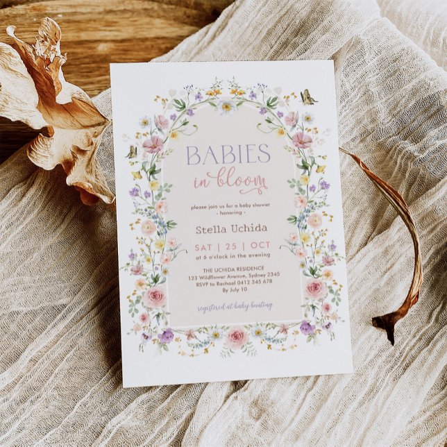 Convite Bebês em Bloom Wildflower Twin Chá de fraldas (Criador carregado)