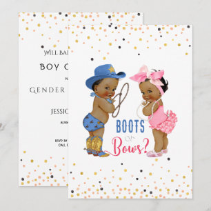 Convite Bebês Étnicos Boots Ou Arcos Gênero Revelam