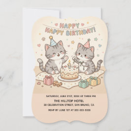 Convite Bebês gatinhos fofos aniversário