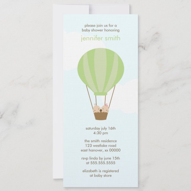 Convite Bebês gêmeos num balão (Frente)