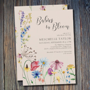 Convite Bebês no Bloom Country Selvagem Chá de fraldas