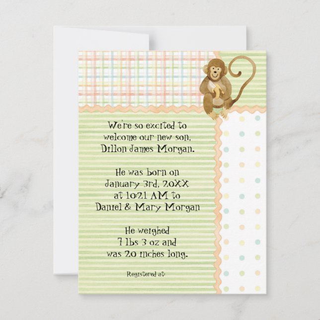 Convite Bebês Selvagens, Anunciante de Nascimento Bebê 3 (Frente)