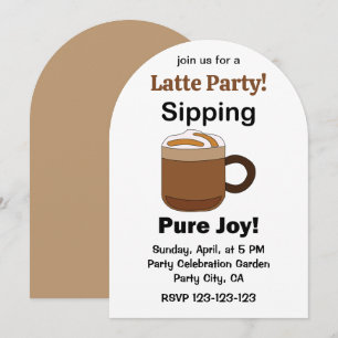 Convite Bebida de Café Latte Sorvendo Pura Alegria Festa d