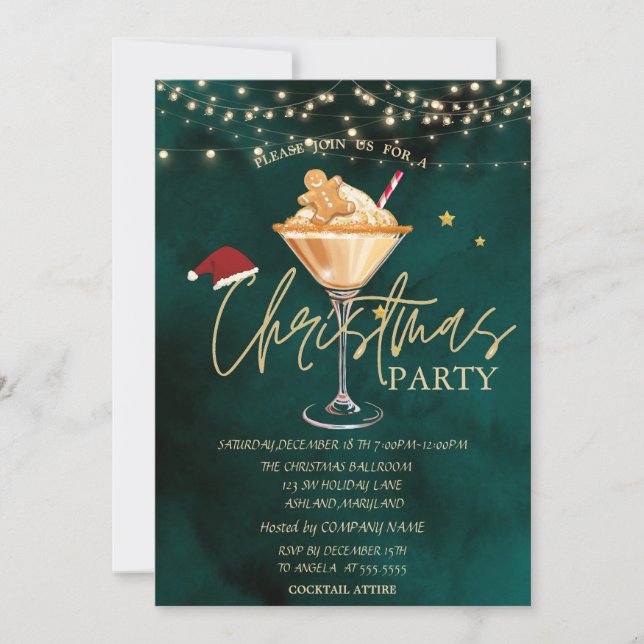 Convite Bebida de Natal Biscoito de Gengibre Festa de Nata (Frente)