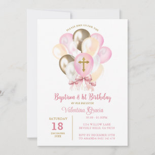 Convite Bebida Dourada rosa, Batismo, Arco de aniversário
