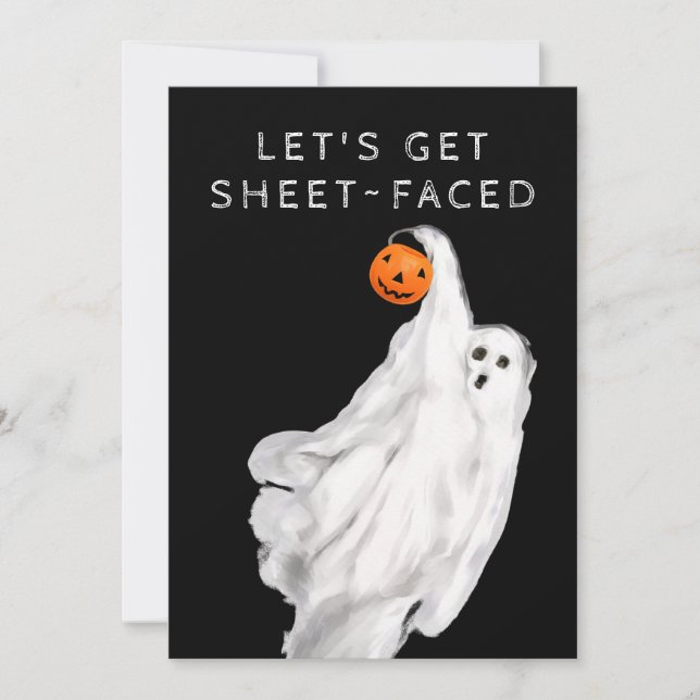 Convite Bebida Engraçado Adulto Festa Fantasma de Hallowee (Frente)