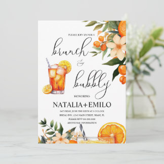 Convite Bebida Floral de Laranjas Cítricas Chá de Noiva Br