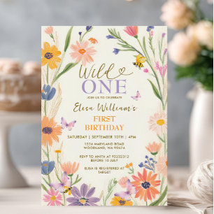 Convite Bebida Wildflower Wild ONE Butterfly Garden Party