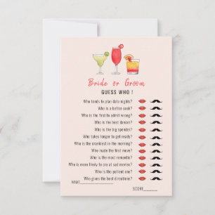 Convite Bebidas de Cocktail Guess Who Jogo de chuveiro 