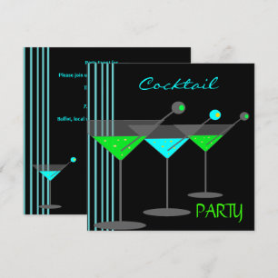 Convite Bebidas de Coquetel Corporativo Martini Azul Verde