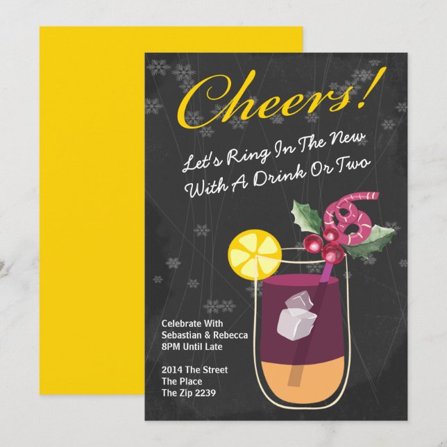 Convite Bebidas de Coquetel Personalizadas para Festa de A (Frente/Verso)