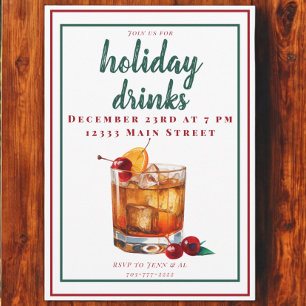 Convite Bebidas de Feriado Old Fashioned Coquetel de Natal