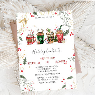Convite Bebidas de Natal Coquetel Companhia de Azevinho de
