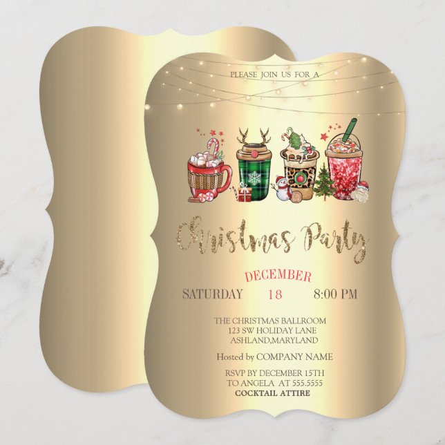 Convite Bebidas de Natal Festa de Natal da Empresa (Frente/Verso)