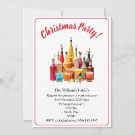 Convite Bebidas e Coquetéis de Festa de Natal Branco Xmas