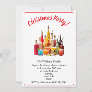 Convite Bebidas e Coquetéis de Festa de Natal Branco Xmas