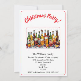 Convite Bebidas e Coquetéis de Festa de Natal Cor Xmas