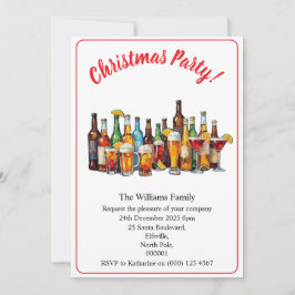 Convite Bebidas e Coquetéis de Festa de Natal Minimal Xmas