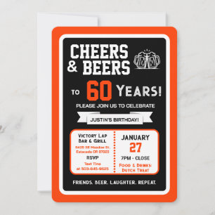 Convite Bebidas e Parabéns no Bar Esportivo pelos 60 Anos