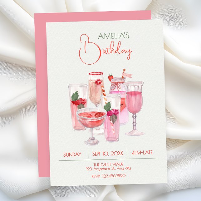 Convite Bebidas frescas rosa (Criador carregado)