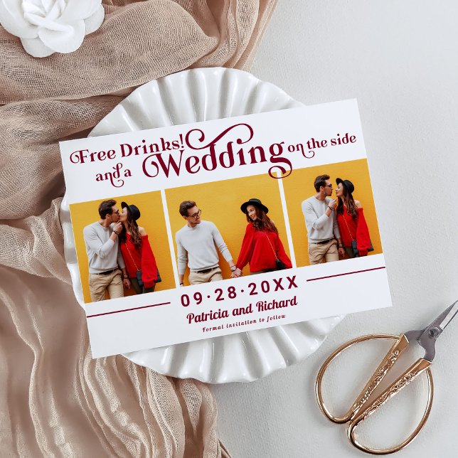 Convite Bebidas Grátis Casamento Informal Salve A Data 3 F (Criador carregado)