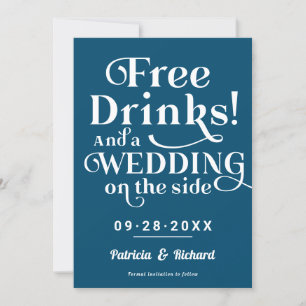 Convite Bebidas Grátis Divertido Casual Casamento Salvar A