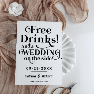 Convite Bebidas Grátis Divertido Casual Casamento Salvar A