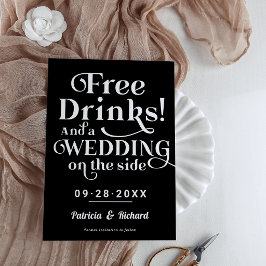 Convite Bebidas Grátis Divertido Casual Casamento Salvar A