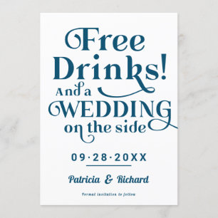 Convite Bebidas Grátis Divertido Casual Casamento Salvar A
