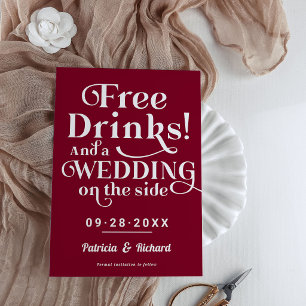 Convite Bebidas Grátis Divertido Casual Casamento Salve A