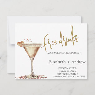 Convite Bebidas Grátis Elegantes, Coração de Copo de Marti