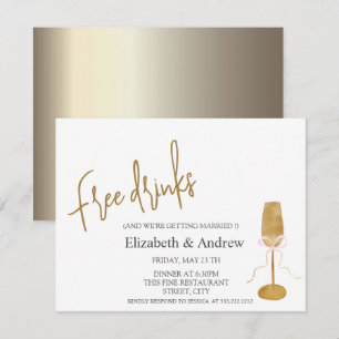 Convite Bebidas Grátis,Taça de Champanhe Chic 