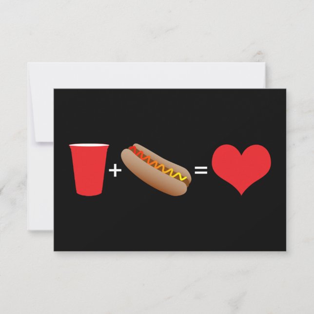 Convite bebidas mais cachorros-quentes é igual a amor (Frente)