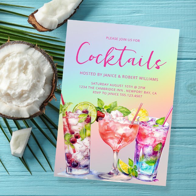 Convite Bebidas Modernas para Festa de Cocktail (Criador carregado)