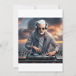 Convite Bebidas na Nuvem: Design de DJ com Cabeça Branca