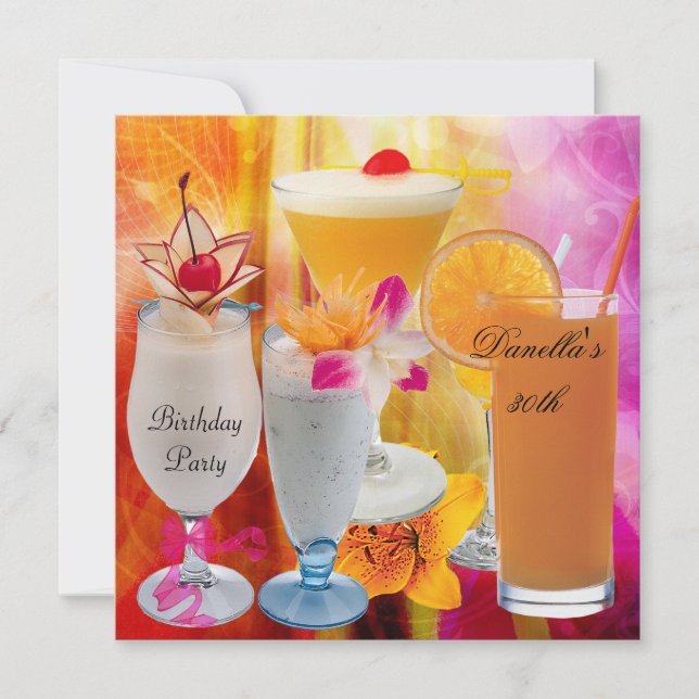 Convite Bebidas tropicais de aniversário de 30 anos 2 (Frente)