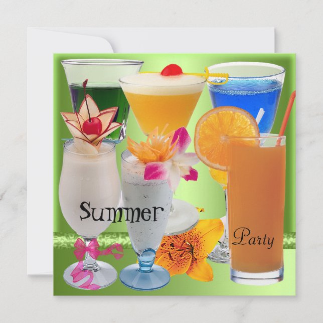 Convite Bebidas tropicais de coquetel de Verde limão Tropi (Frente)