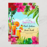 Convite Bebidas tropicais e flores Noivado de Verão de Lua<br><div class="desc">personalizar para qualquer evento</div>