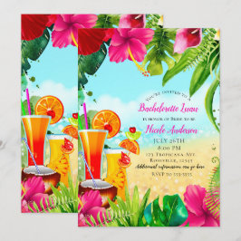 Convite Bebidas Tropicais Festa de Solteira de Verão Luau