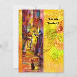 Convite BECO MEDIEVAL À NOITE EM FLORENÇA,vermelho amarelo