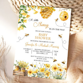 Convite Bee A Little Honey is on the Way Baby Shower