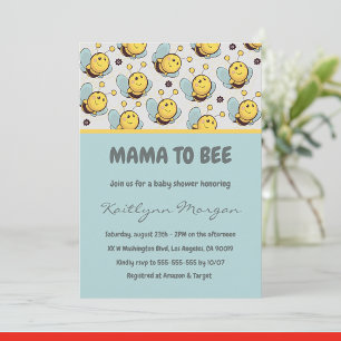 Convite Bee baby shower convida mamãe a ser Bumblebee