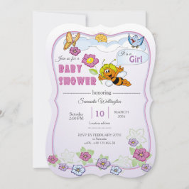 Convite Bee Baby Shower Invitation for Girl 