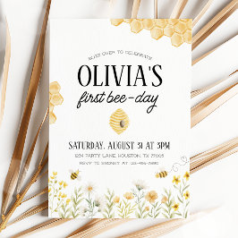 Convite Bee Birthday First Bee Day Invitation