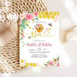 Convite Bee Birthday Invitation Girl