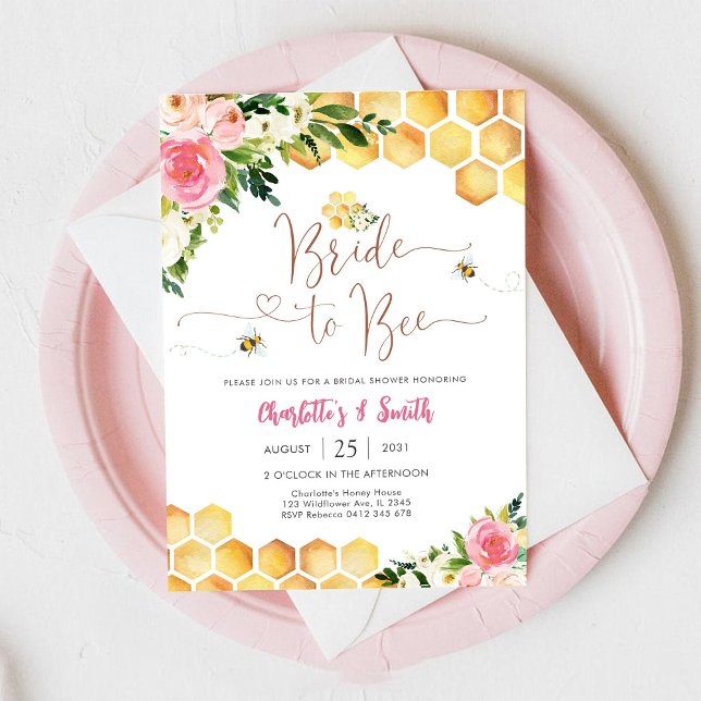 Convite Bee Bridal Shower Invitation (Criador carregado)