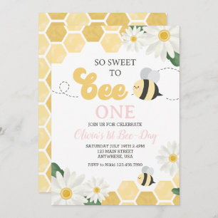 Convite Bee Day Bumblebee primeiro aniversario Daisy