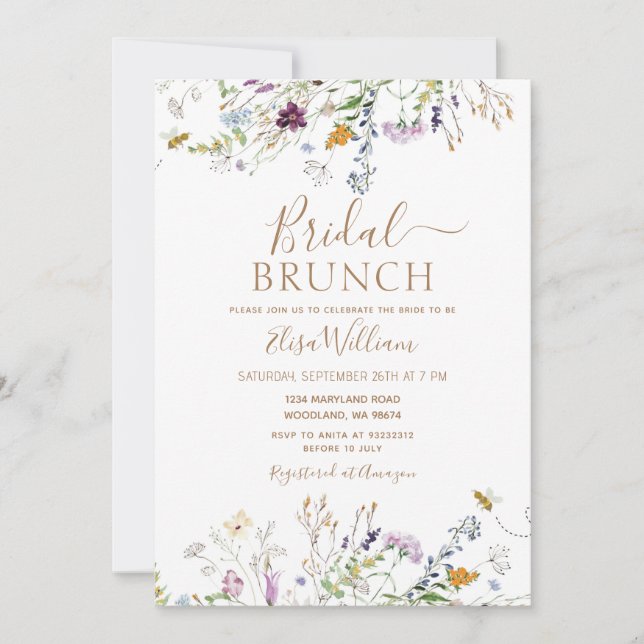 Convite Bee e Wildflower Bridal Brunch (Frente)